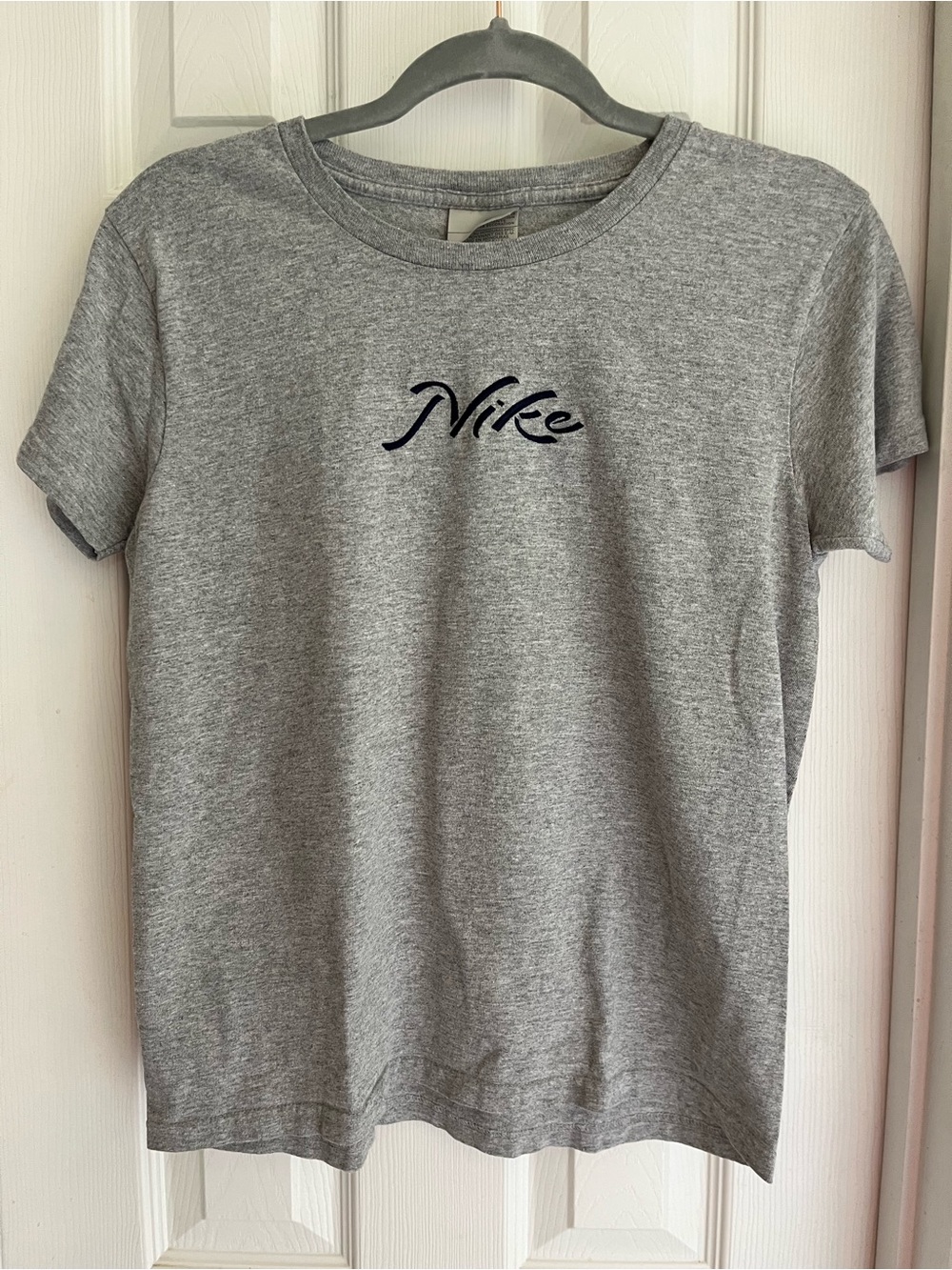 Nike Gray Heather Short Sleeve Crew Tee with Script Logo